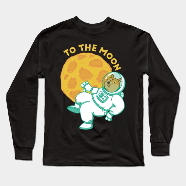 Dogecoin Astronaut Long Sleeve T-Shirt by madeinchorley